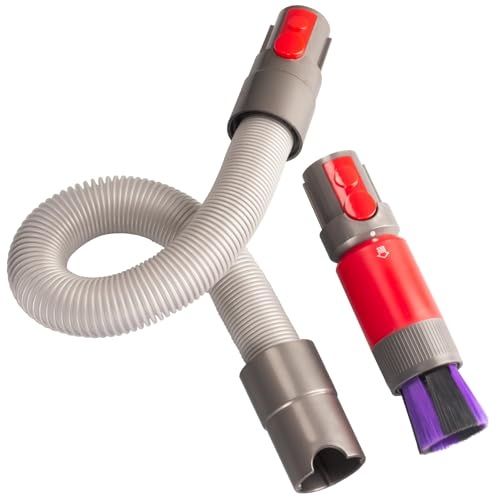 Traceless Dust Brush and Flexible Extension Hose Compatible for Dyson V7 V8 V10 V11 V15 Gen5 outsize Vacuum Cleaners, Self-Cleaning Soft Bristle Dust Brush Replacement Parts for Dyson Cordless Vacuum