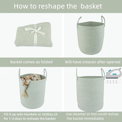 XUANGUO Cotton Rope Laundry Basket Hamper for Clothes,Large green - color: green, size: Large