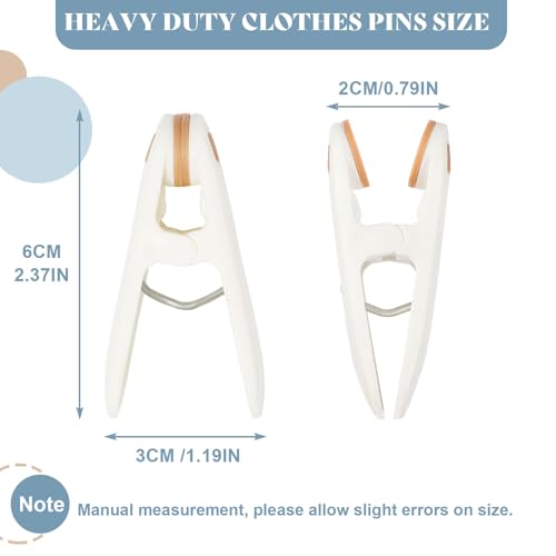 24 Pack Plastic Clothes Pins Heavy Duty Clothespins for Laundry, 2.36 Inch Clothesline Clips Clothes Pegs with No Trace Design, Windproof Clothes Clips for Hanging Clothes, Socks, Towel, Snack (Blue) - color: White & Blue