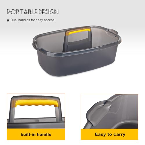 Large Cleaning Supplies Caddy Portable Shower Caddy Basket Clear Grey 2Pk - color: Clear Grey, size: Large, 2pcs