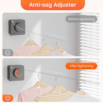 Retractable Clothesline Indoor, Non-Sagging Outdoors Clothesline Retracting, Heavy Duty Retractable Clothes Drying Laundry Line, Wall Mounted Stainless Steel Line - 13.8 Ft (Gray) - color: Gray