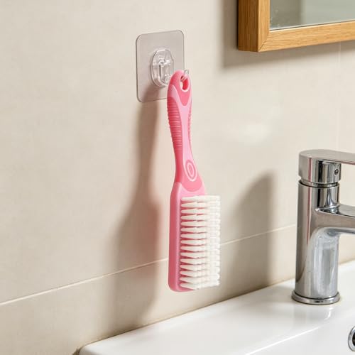 2 Pcs Shoe Cleaning Brush, Convenient Anti Slip Soft Bristle Shoes Cleaning Scrubber with Hanging Hole, Multi-Functional Long Handle Scrubbing Brush for Shoe and Clothing (Pink, Blue) - color: Pink, Blue