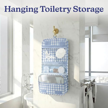 Vandel Compression Packing Cubes for Women, Set with Hanging Toiletry Bag - color: 1. Blue Gingham, size: Deluxe Set (4 Cubes + Toiletry & Laundry Bags)