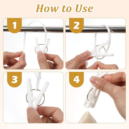 15 Pack Laundry Hooks with Rope, Clothes Pins & Hanging Clips, Baby Clothes