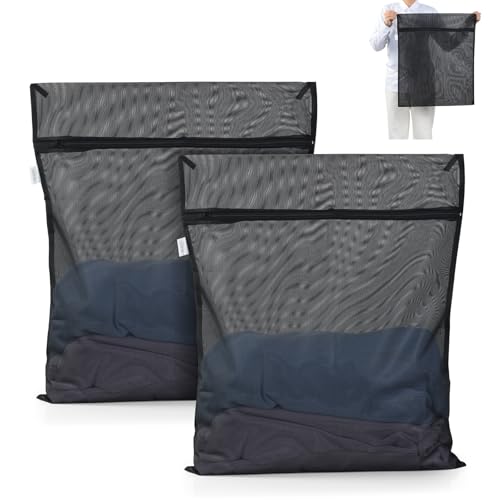 OTraki 2 Pack Durable Laundry Bags with Zipper 20 x 24 Inch, Black - size: 20 x 24 inch
