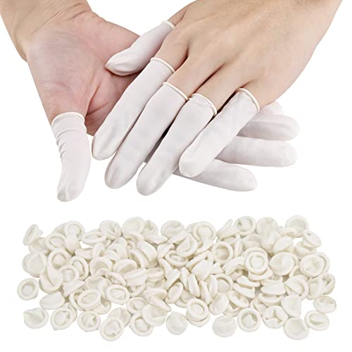 Finger Cots Small 300 Pcs Fingertips Protective Finger Cots White Disposable Finger Rubber Tips for Injured Finger,Cracked Finger,Sports - size: Small