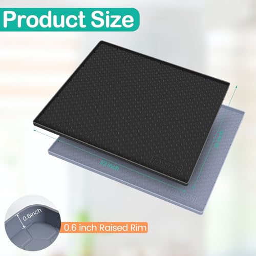 Silicone Under Sink Mat, 22"x19", Waterproof Cabinet Liner, Black - color: Black, size: 19"W x 22"L