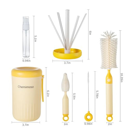 Travel Silicone Baby Bottle Brush Cleaner, Bottle Cleaner Brush Set - color: Grey and White