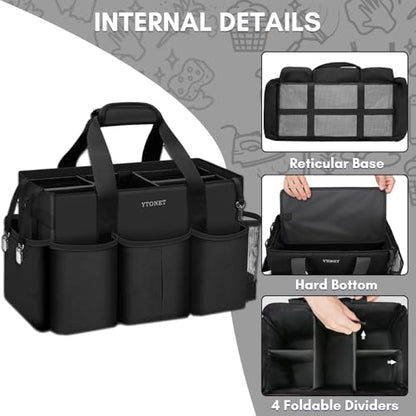 Ytonet Extra Large Cleaning Caddy for Cleaning Supplies, Housekeeping Tote - color: Black, size: X-Large