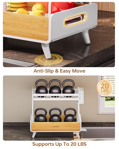 Urackify 2-Tier Stainless Steel&Bamboo Dish Rack for Kitchen Counter,White - color: White, size: 2 Tier
