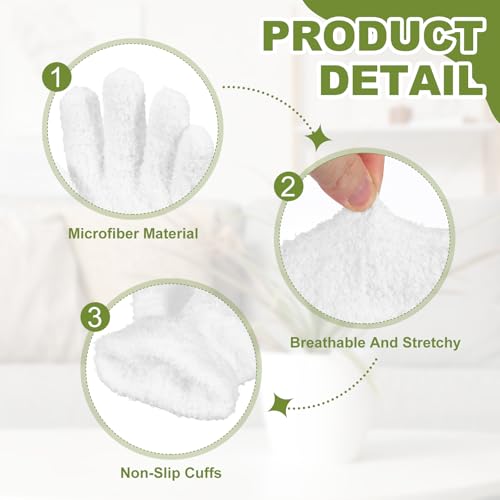 uxcell Microfiber Gloves, Reusable Washable Plant Dusting Gloves Cleaning Mittens for Auto Plants Household Kitchen - color: White