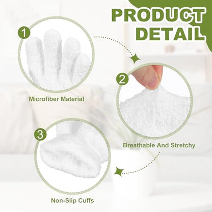 uxcell Microfiber Gloves, Reusable Washable Plant Dusting Gloves Cleaning Mittens for Auto Plants Household Kitchen - color: White
