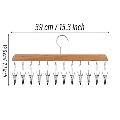 Legging Organizer for Closet 2 Pack, Wood Yoga Pants Hangers 24 Clips - color: Natural Walnut Colour