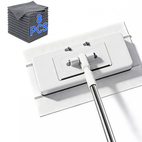 New Flat Mop with Extendable Handle for Multi-Surface Quick Cleanup - size: 1Mop with 10 Reusable Cloths
