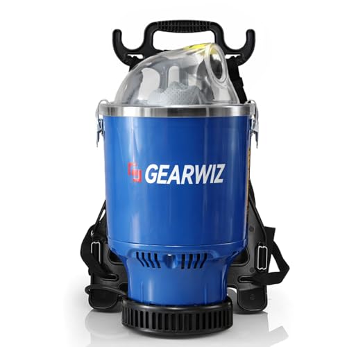 Gearwiz Backpack Vacuum Cleaner – 1000W Shoulder Vacuum with 25KPA Suction, Bagged or Bagless Use, Adjustable Harness, Double Filtration, Washable Dust Bag & Tools for Home, Office, Stairs & Cars - color: Blue