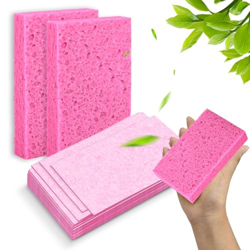 12 - Pack Non-Scratch Scrub Sponges - Sponges for Dishes and Washing Dishes, Cleaning Sponges for Kitchen Home Bathroom Cars, Funny Cut-Outs DIY for Kids (Pink) - color: Pink, size: 12 - Pack