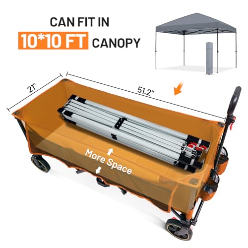 Timber Ridge 51.2'' Extended Collapsible Wagon Cart with Brakes - color: Orange, size: 400L
