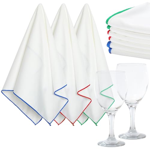 VitalCozy 6 Pcs Polishing Cloths for Wine Glass, Burgundy, Blue, Green - color: Burgundy, Blue, Green