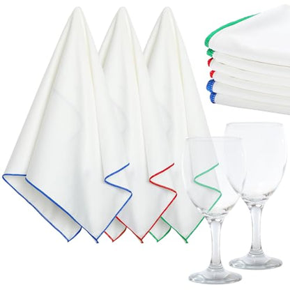 VitalCozy 6 Pcs Polishing Cloths for Wine Glass, Burgundy, Blue, Green - color: Burgundy, Blue, Green