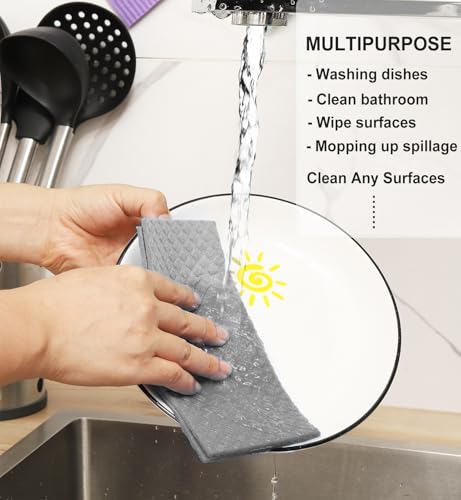 Swedish Dishcloths 10 Pack for Kitchen Washing Dishes - color: Grey