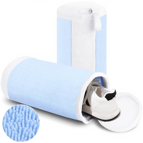 Dntorx 2 PCS Shoe Washing Machine Bags for Washer and Dryer, Blue + White - color: Blue+White