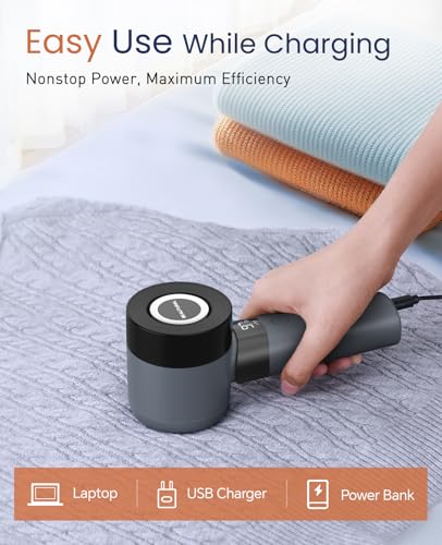 BEAUTURAL Fabric Shaver and Lint Remover, Rechargeable Sweater Defuzzer - color: Slate Blue