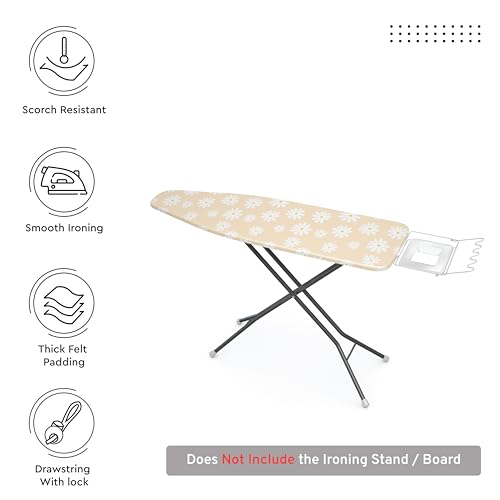 Encasa XO Ironing Board Cover and Pad, Thick Felt 42"x14" - color: Daisy Beige, size: Medium (42"x14")