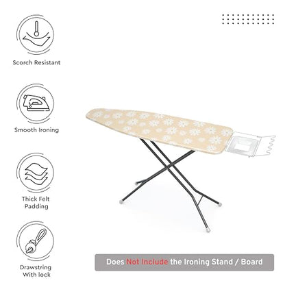 Encasa XO Ironing Board Cover and Pad, Thick Felt 42"x14" - color: Daisy Beige, size: Medium (42"x14")