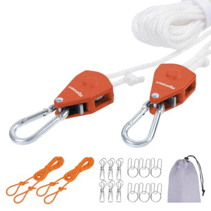 Vigorport Retractable Travel Clothesline, Dual Pulley Clothes Laundry Line