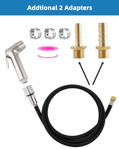 2 Mode Kitchen Sink Side Sprayer with Water Flow Restrictor, Brushed Nickel - color: Brushed Nickel, style: braided hose/dual spray mode