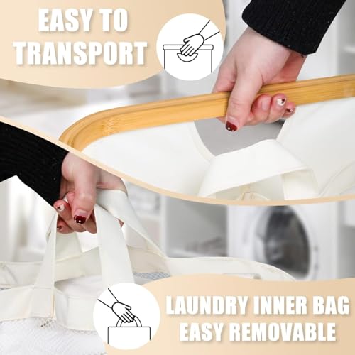 Hampers for Laundry Basket with Lid, 145L Large Laundry Hamper 3 Section - color: Beige, size: 145L