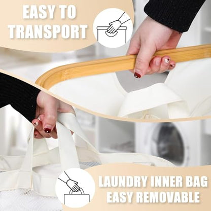 Hampers for Laundry Basket with Lid, 145L Large Laundry Hamper 3 Section - color: Beige, size: 145L