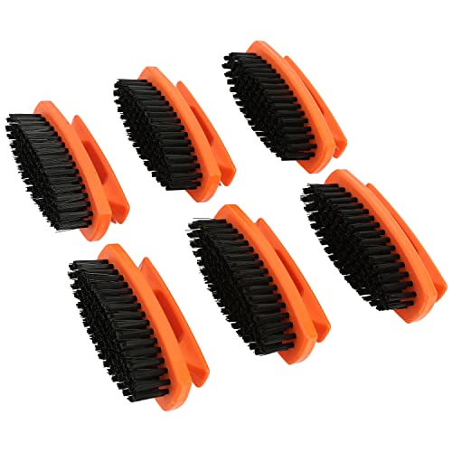GreatNeck Nail Brush, 6 Pack Nail and Hand Scrub Brush Set, Stiff Bristles, Comfortable Scrubber Grip, Salon or Construction Quality, Gift For DIYer or Nail Techs - color: Orange