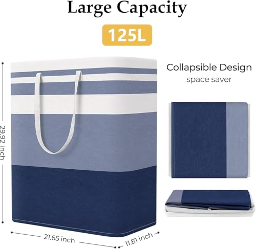 StorageRight Laundry Basket Hamper, 125L Collapsible Clothes Storage, Blue - color: Gradient Blue, size: 125L