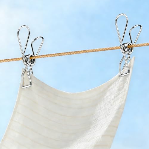 50 Pack Wire Clothes Pins, Stainless Steel Clothespins Metal Clothes Pegs Laundry Pins Heavy Duty for Outdoor Home Kitchen Travel Office - color: Silver-a