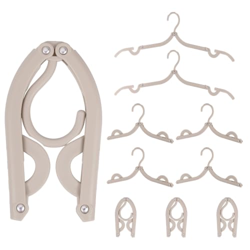 uxcell 10 Pcs Portable Travel Hangers, Plastic Foldable Hangers Cruise Essentials Clothes Drying Rack for Camping Flying Suitcase Travel Accessories Road Trip Hotel, Caramel - color: Caramel