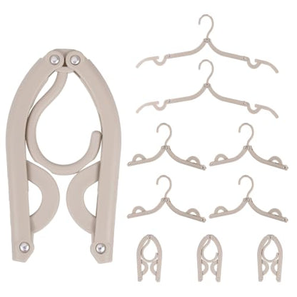 uxcell 10 Pcs Portable Travel Hangers, Plastic Foldable Hangers Cruise Essentials Clothes Drying Rack for Camping Flying Suitcase Travel Accessories Road Trip Hotel, Caramel - color: Caramel