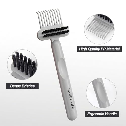 2 Pack Hair Brush Cleaning Tool, 2-in-1 Cleaner Tool, Portable Cleaning Tool Set for Brush Comb Keyboard, Remover Rake for Removing Hair Dust, Home and Salon Use(Green&Grey) - color: 2 Pack-GreenGrey