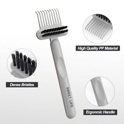 2 Pack Hair Brush Cleaning Tool, 2-in-1 Cleaner Tool, Portable Cleaning Tool Set for Brush Comb Keyboard, Remover Rake for Removing Hair Dust, Home and Salon Use(Green&Grey) - color: 2 Pack-GreenGrey
