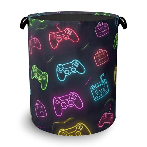 Gamepad Laundry Basket,Foldable Oxford Cloth Tote Bag Laundry Hamper Clothes Storage Bucket Organizer for Bedroom Laundry Storage Dormitories 16" x 20.8" - color: Gamepad