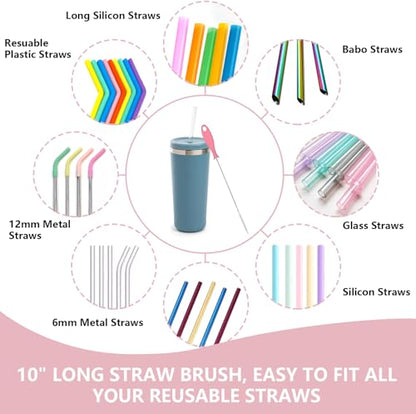 Silicone Bottle Brush Set, Baby Bottle Cleaning Kit with Silicone Brush, Nipple & Straw Brush - BPA-Free Dishwasher Safe Portable Bottle Cleaner - color: Pink