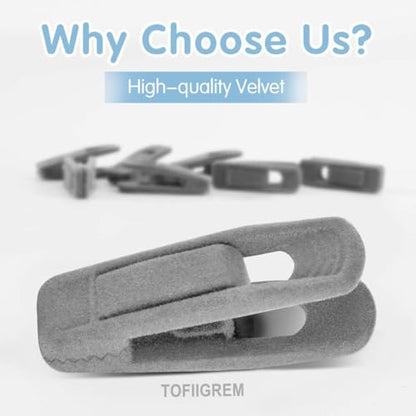 TOFIIGREM Grey Velvet Clips - 20 PCS Non Slip Clips for Slim Velvet Hangers - color: Gray, size: 20pc