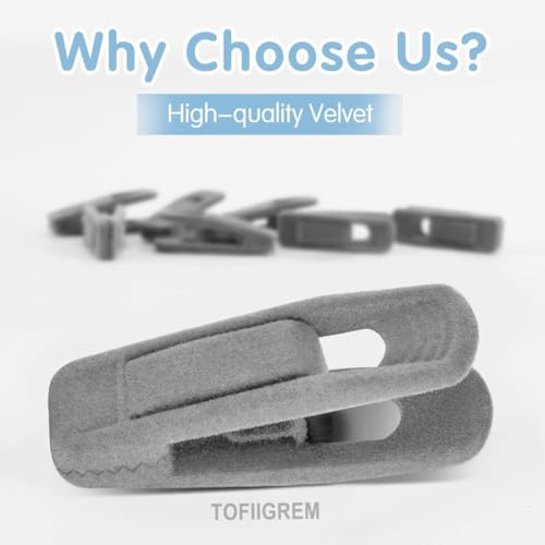 TOFIIGREM Grey Velvet Clips - 20 PCS Non Slip Clips for Slim Velvet Hangers - color: Gray, size: 20pc
