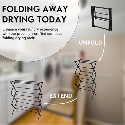 ZOES HOMEWARE Clothes Drying Rack,Collapsible Drying Rack Clothing, Black - color: Black
