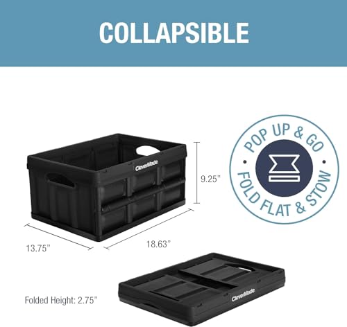 CleverMade Collapsible Storage Bins, 32L 3 Pack, 66 lb Stackable, Obsidian - color: Obsidian, size: 32l - 3 Pack