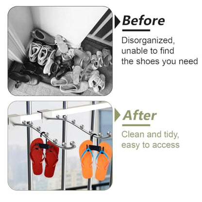 AHANDMAKER 10Pcs Black Sandal Hangers, Plastic Flip Flop Holder Organizer Space Saving Slipper Hooks Shoe Drying Rack for Retail Beach Shops Mall Display Home Storage, 3.1x3.9 Inches