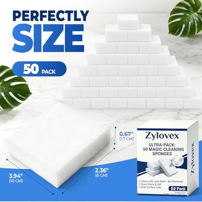 Professional Magic Cleaning Sponge 50 Pack Bulk - Commercial Grade Melamine Sponge for Restaurant, Hotel, Office - Heavy Duty Multi Surface Cleaner - color: Off-white, size: 50 Pack 3.93“x2.36”x0.79"