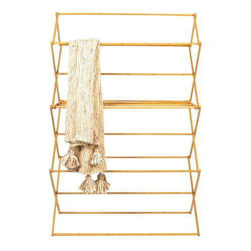 Household Essentials Bamboo Oversized Clothes Drying Folding Rack, Upscale Laundry Rack with 11 Dowels, Environmentally Friendly, Stable Frame, Shelf for Drying Flat, Natural - color: Natural