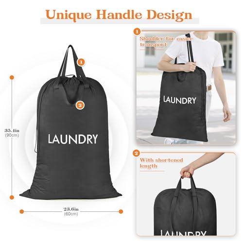 120L Heavy Duty Laundry Bag with Shoulder Handles,Dirty Clothes Storage Bag - color: (Laundry) Black