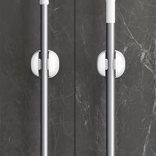 Wall Mount Mop Holder, Strong Adhesive No Drill Broom Organizer with Versatile High Load Bearing, for Bathroom Kitchen Home Organization